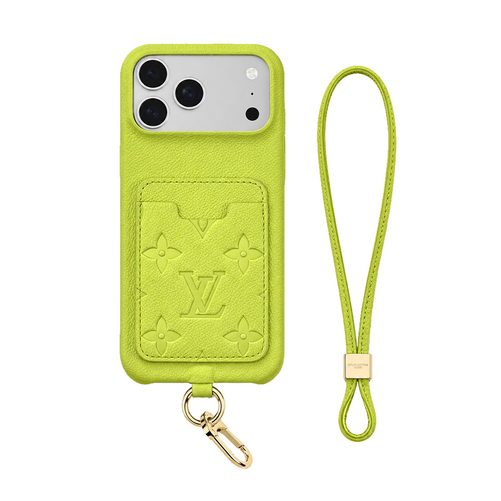 Luxury Monogram Style iPhone Case with Wrist Strap & Card Holder