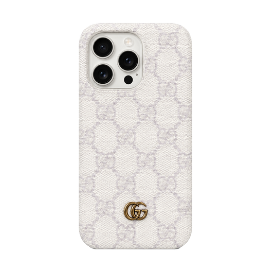 Luxury Monogram iPhone Case with Gold Metal Detail
