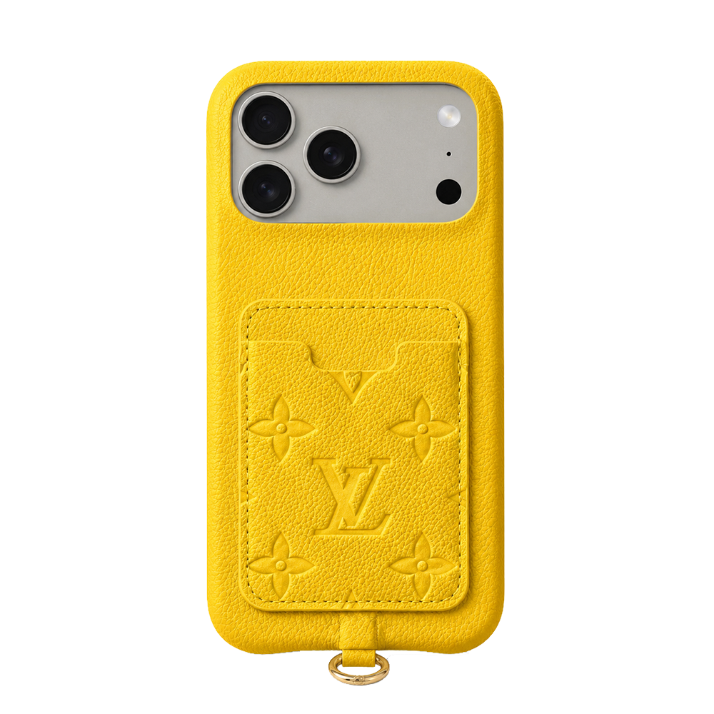 Luxury Monogram Style iPhone Case with Wrist Strap & Card Holder