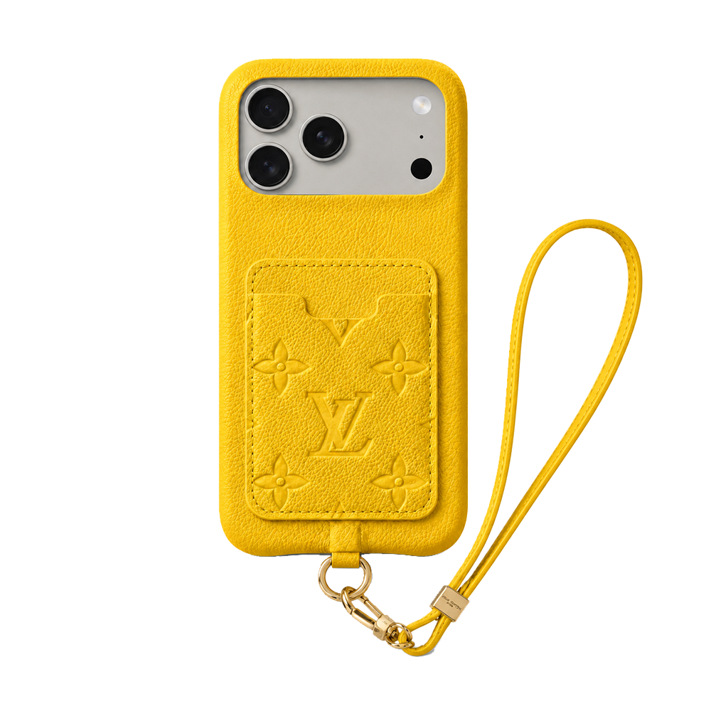 Luxury Monogram Style iPhone Case with Wrist Strap & Card Holder