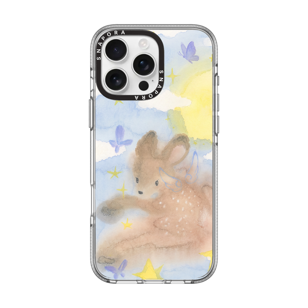 Dreamy Watercolor Bambi & Butterfly Clear Phone Case