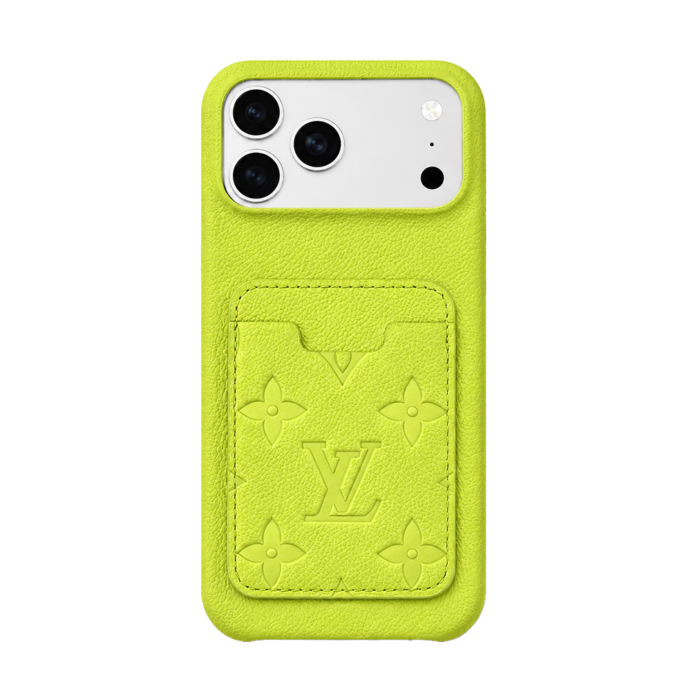 Luxury Monogram Style iPhone Case with Wrist Strap & Card Holder