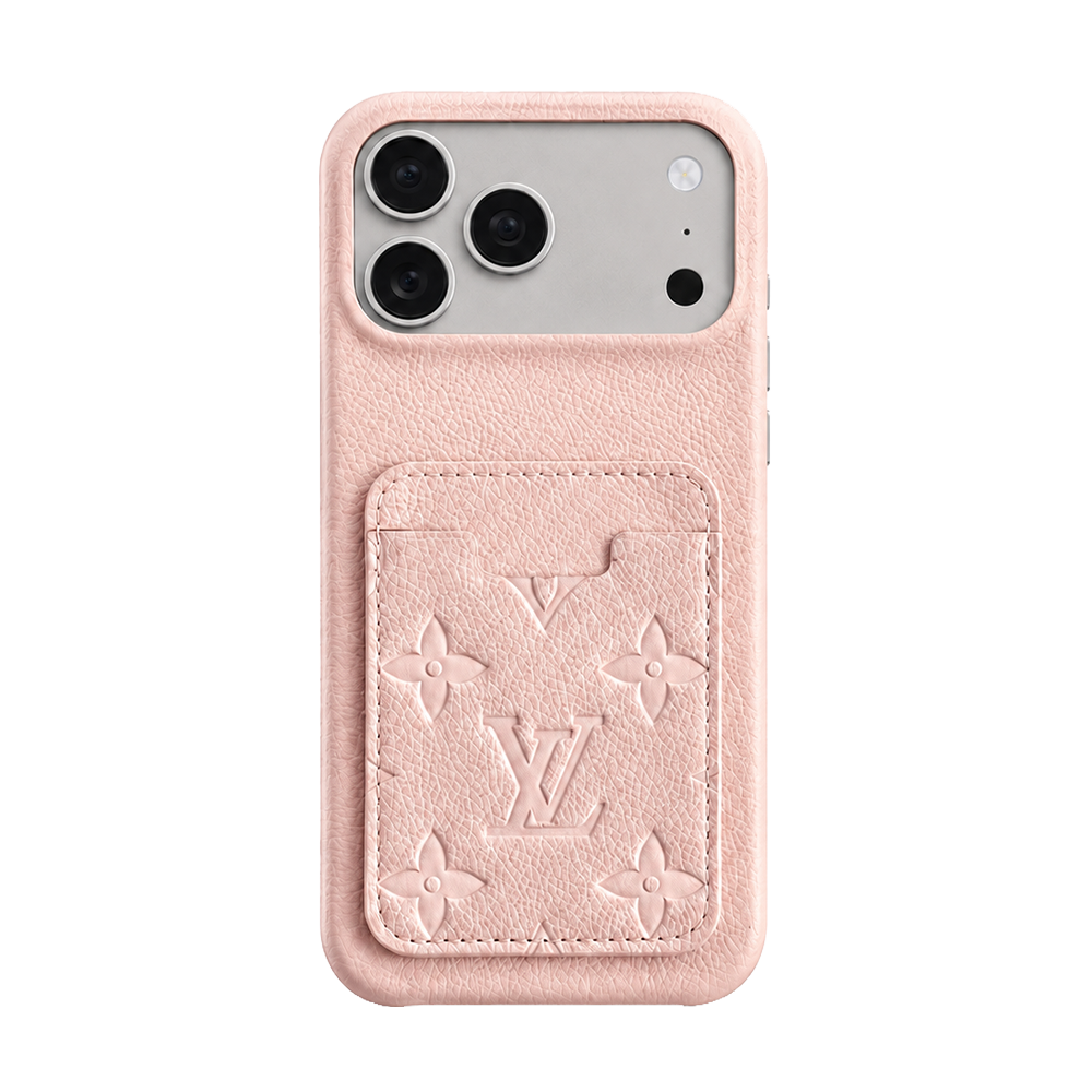 Luxury Monogram Style iPhone Case with Wrist Strap & Card Holder