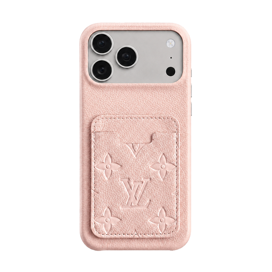 Luxury Monogram Style iPhone Case with Wrist Strap & Card Holder