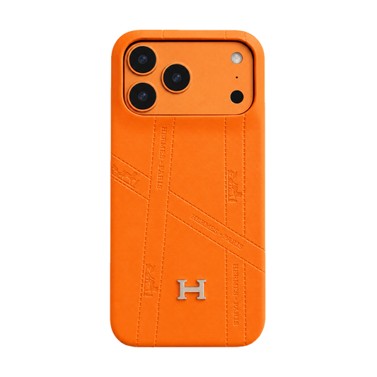 Luxury Hermès Inspired Leather Elegant Stitch Detail Phone Case