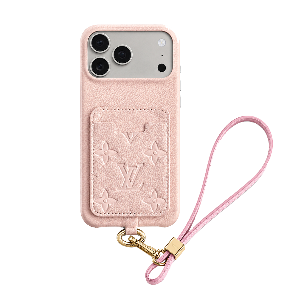 Luxury Monogram Style iPhone Case with Wrist Strap & Card Holder