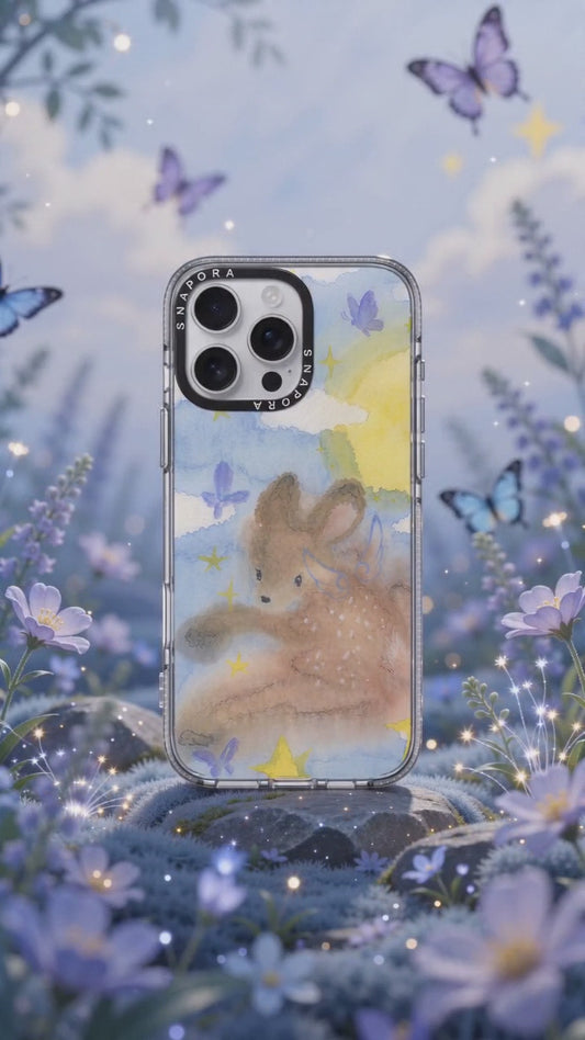 Dreamy Watercolor Bambi & Butterfly Clear Phone Case